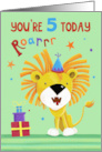 Age 5 Kids Birthday Cute Lion Roar card