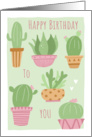 Happy Birthday Modern Cactus Plant Pots card