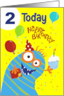 Age 2 Kids Monster Birthday card