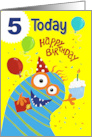 Age 5 Kids Monster Birthday card