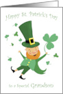 Grandson St Patrick’s Day Jolly Leprechaun and shamrocks card