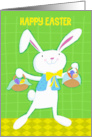 Happy Easter White Bunny with Easter Eggs in Baskets card