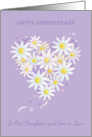 Daughter and Son in Law Anniversary Floral Heart card