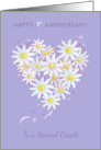 1st Anniversary Floral Heart card