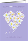10th Anniversary Floral Heart card