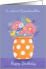 Grandmother Birthday Orange Spotty Vase of Flowers card