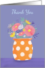 Thank You Orange Spotty Vase of Flowers card