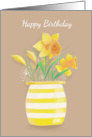 Birthday Happy Yellow Daffodils in Vase card