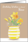 Niece Birthday Yellow Daffodils in Vase card