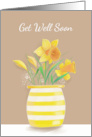 Get Well Soon Yellow Daffodils in Vase card