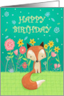 Birthday Cute Fox in Flowers card