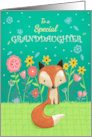 Granddaughter Birthday Cute Fox in Flowers card