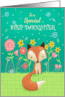 Step Daughter Birthday Cute Fox in Flowers card