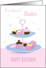 Sister Birthday Modern Cake Stand card