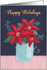 Happy Holidays Christmas Poinsettia Flower Vase card
