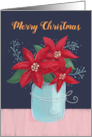 Merry Christmas Poinsettia Flower Vase card