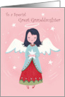 Great Granddaughter Sweet Christmas Angel on Pink card