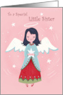 Little Sister Sweet Christmas Angel on Pink card