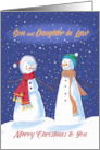 Son and Daughter in Law Snowmen Holding Hands in Snow card