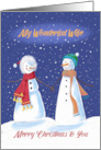 Wife Snowmen Holding Hands in Snow card