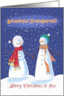 Wonderful Grandparents Snowmen Holding Hands in Snow card