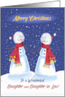 Daughter and Daughter in Law Lesbian Christmas Snowmen Holding Hands card