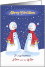 Niece and her Wife Christmas Snowmen Holding Hands card