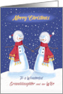 Granddaughter and her Wife Christmas Snowmen Holding Hands card