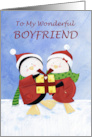 Boyfriend Christmas Holiday Cute Penguins in Red Coats card