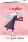 Daughter Christmas Modern Skating Girl with Gifts card