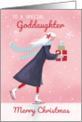 Goddaughter Christmas Modern Skating Girl with Gifts card