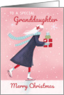 Granddaughter Christmas Modern Skating Girl with Gifts card