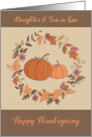 Daughter and Son in Law Thanksgiving Leaf Wreath Pumpkins card