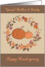 Brother and Family Thanksgiving Leaf Wreath Pumpkins card
