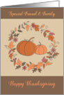 Friend and Family Thanksgiving Leaf Wreath Pumpkins card