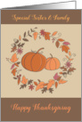 Sister and Family Thanksgiving Leaf Wreath Pumpkins card