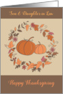 Son and Daughter in Law Thanksgiving Leaf Wreath Pumpkins card