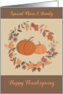 Niece and Family Thanksgiving Leaf Wreath Pumpkins card