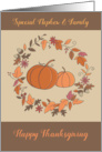 Nephew and Family Thanksgiving Leaf Wreath Pumpkins card