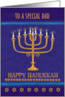 Dad Hanukkah Gold Menorah Candles Star of David card
