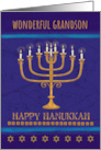 Grandson Hanukkah Gold Menorah Candles Star of David card