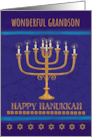 Grandson Hanukkah Gold Menorah Candles Star of David card