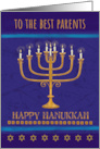 Best Parents Hanukkah Gold Menorah Candles Star of David card