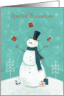 Grandson Christmas Holidays Juggling Snowman card