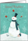 For Neighbor Christmas Holidays Juggling Snowman card