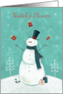 Welsh Christmas Holidays Juggling Snowman card