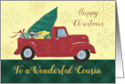 Cousin Happy Christmas Red Truck with Dog card