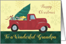 Grandpa Happy Christmas Red Truck with Dog card
