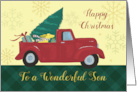 Son Happy Christmas Red Truck with Dog card