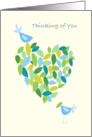 Thinking of You Blue Bird Heart of Leaves card